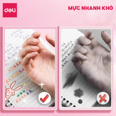 Bút Bi Nước Mực Gel 10 Màu Chính Hãng Deli, Ngòi 0.5mm Mực Trơn Tru Nét Đều Nhanh Khô Trang Trí Vở Viết