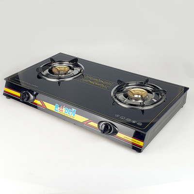 Bếp Ga Đôi Raiden RD-369 Mặt Kiếng Cường Lực Đầu Đốt Đồng Khung Inox Bền Bỉ (Hoa Văn Ngẫu Nhiên)-Hàng Chính Hãng