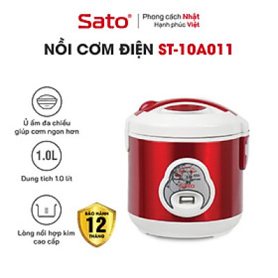 Nồi Cơm Điện SATO 10A011 1.0 Lít - Lòng nồi hợp kim nhôm phủ chống dính cao cấp, an toàn cho sức khỏe - Miễn phí vận chuyển toàn quốc Hàng chính hãng