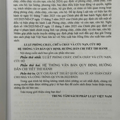 Sách Luật Phòng Cháy, Chữa Cháy Và Cứu Nạn, Cứu Hộ – Hệ Thống Văn Bản Quy Định, Hướng Dẫn Chi Tiết Thi Hành (V2586T)