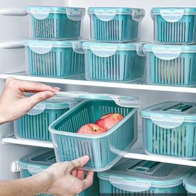 BỘ 5 HỘP ĐỰNG ĐỒ, THỰC PHẨM TỦ LẠNH 2 NGĂN CÓ NẮP ĐẬY CAO CẤP