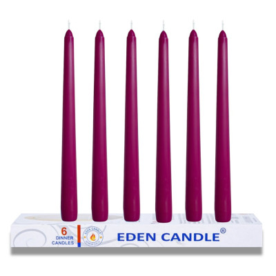 [Hộp 6 nến] Nến thơm taper Eden Candle FTRAMART EDC2331 (Tím mận), cao 25 cm, phù hợp tất cả các chân nến theo tiêu chuẩn nến taper