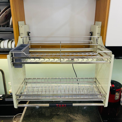 {NEW 2025} Giá Bát Nâng Hạ TAKI, Kệ Chén Thông Minh - INOX Không Gỉ 304 - Bảo Hành Trọn Đời