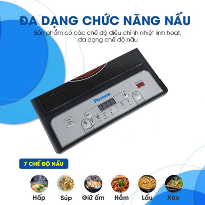 Bếp từ ABG Povena PVN-2125 đa dạng chức năng nấu, mặt kính pha lê crystallite cao cấp màn hình led dễ sử dụng TẶNG KÈM NỒI LẨU - Hàng chính hãng