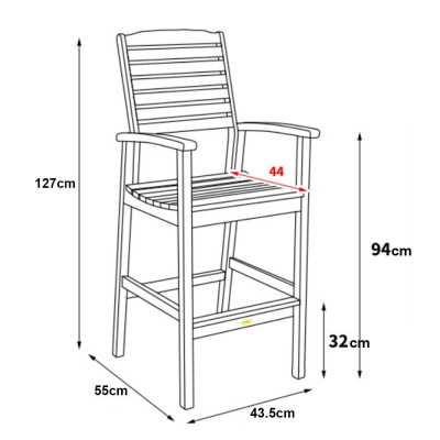 Ghế Bar Takaran Có Tay IBIE NC1028 (55 x 43.5 x 127 cm) - Nâu