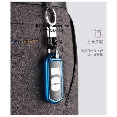 Ốp, bọc chìa khóa silicon tráng gương bảo vệ chìa khóa xe Mazda 2, 3, 6, CX-5, CX5, CX8, CX-8 kèm móc đeo INOX