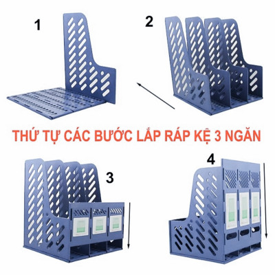 Kệ hồ sơ 3 Ngăn Ráp Liên hoàn với 4 ô Khay Để Bút