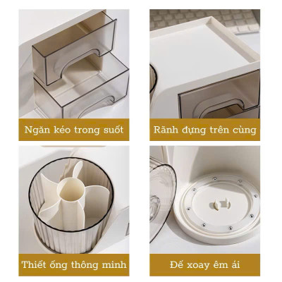 Hộp Đựng Bút Có Ngăn Kéo Tiện Dụng, Hộp Bút Để Bàn Đa Năng, Hộp Đựng Đồ Bàn Học, Hộp Đựng Mỹ Phẩm - HÀNG CHÍNH HÃNG MINIIN