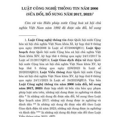 Luật công nghệ thông tin năm 2006 (sửa đổi, bổ sung năm 2017, 2023)
