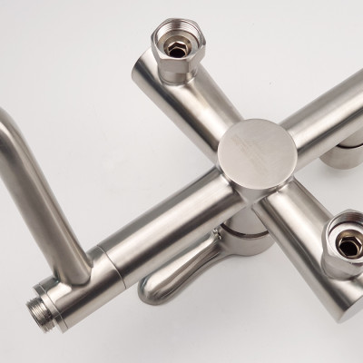 Bộ sen cây tắm đứng nóng lạnh Inox SUS 304 Eurolife EL-S917 (Trắng vàng)