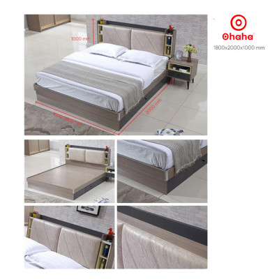 [Miễn phí vận chuyển & lắp đặt] Giường ngủ thông minh cao cấp bọc nệm đầu giường gỗ công nghiệp Ohaha - GN011