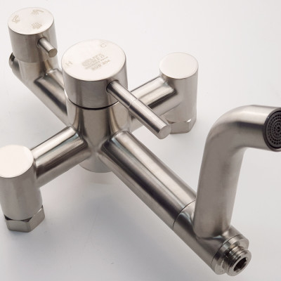 Bộ sen cây tắm đứng nóng lạnh Inox SUS 304 Eurolife EL-S909 (Trắng vàng)