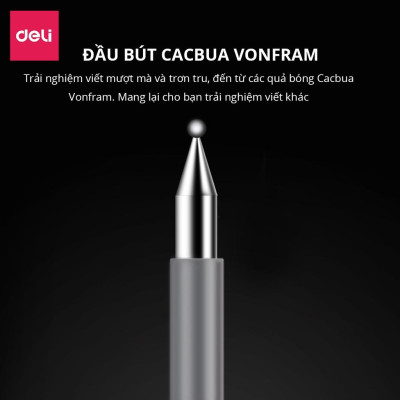 Bút Bi Nước Mực Gel Màu Đen Cao Cấp Ngòi 0.5mm Có Đệm Tay Deli - 4 Màu Sắc Thời Trang BST Văn Phòng Phẩm Cao Cấp Nusign - NS645