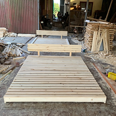 Giường ngủ gỗ CT03 Juno Sofa màu vàng nhạt 