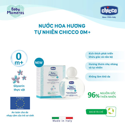 Nước hoa hương tự nhiên 0M+ Chicco cho bé 100ml_Tặng sữa dưỡng ẩm Chicco hạnh nhân 50ML