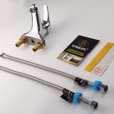 Vòi Lavabo 2 chân nóng lạnh Đồng mạ Chrome Eurolife EL-LOT03-1 (Trắng bạc)