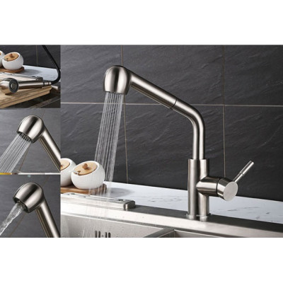 Combo chậu rửa chén bát 1 hố lớn Valenza size 7846 inox 304 kèm vòi rửa bát rút dây Valenza RT-02 inox 304, bộ xả to ngăn mùi, khay inox kín-TẶNG BÌNH NƯỚC RỬA CHÉN