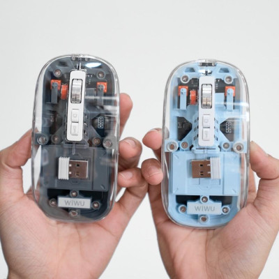 Chuột quang không dây cho IPad , Laptop , Mac book chính hãng WI WU Mouse Crystal WM105 thiết kế trong suốt lộ cơ - hàng chính hãng