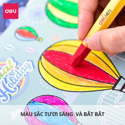  Bút màu sáp dầu học sinh hộp nhựa Deli - 12/18/24 màu - 72090/72091/72092