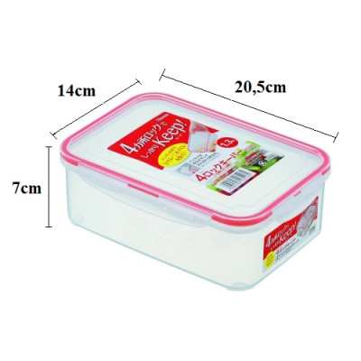 Combo 4 hộp nhựa chữ nhật bảo quản thực phẩm Inomata (Full size) - Có khóa nắp 4 chiều