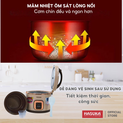 Nồi cơm điện HASUKA HSK-868 PLUS dung tích 1.8L, công suất 900W, lòng niêu dầy phủ chống dính ceramic, chống xước siêu bền - Hàng chính hãng