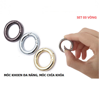 Set 3 Vòng Khoen Tròn Nhỏ, Móc Khuyên Chùm Khóa Trơn Kim Loại Màu Bạc, Móc Chùm Chìa Khóa, Móc Đa Năng - TakyHome  5070