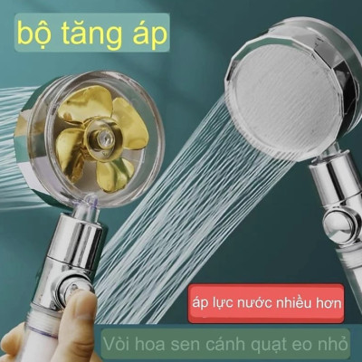 Đầu vòi hoa sen KG30 tăng áp cánh quạt đầu xoay 360 độ có nút nhấn tắt nước, dễ sử dụng tiết kiệm nước bao gồm dây sen 1m5- Hàng chính hãng