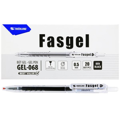 Hộp 20 Bút Gel 0.5 mm - Thiên Long Gel-068 - Mực Đen
