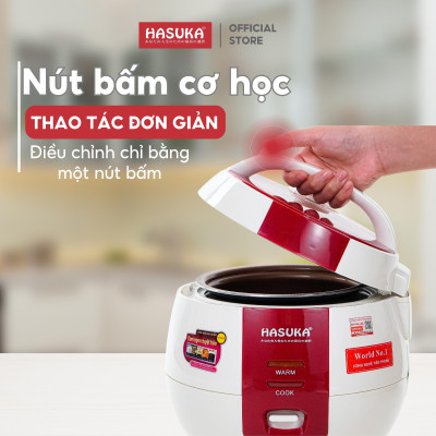 Nồi cơm điện mini HASUKA HSK-801 dung tích 1L, công suất 400W, thiết kế đơn giản hiện đại- Hàng chính hãng (BH 12 tháng)