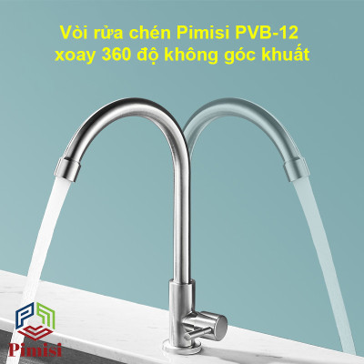 Vòi Chậu Rửa Bát Inox Mờ Pimisi PVB-12+DC Nước Lạnh Gắn Bồn Rửa Chén 1-2 Hố Của Phòng Bếp 1 Đường Nước Đơn | Chính Hãng