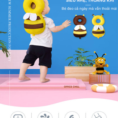 Gối Bảo Vệ Toàn Diện Đầu, Cổ, Cột Sống Cho Bé Tập Đi OFFICE CHILL Lá Chắn Đầu Tiên Bảo Vệ Trí Não Của Bé