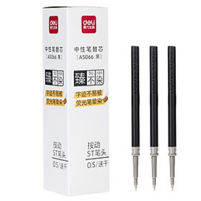 Bút Bi Nước Bút Gel Mực Bấm Deli Đệm Xốp Nhiều Màu Trơn Tru Ngòi 0.5mm Dành Cho Học Sinh Sinh Viên Văn Phòng