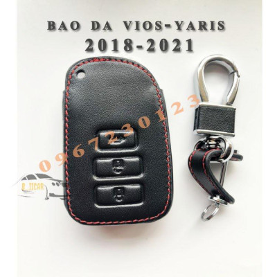 Bao Da Ốp Móc Chìa Khóa TOYOTA VIOS - YARIS 2019-2020 2 Nút Có Chìa Cam Kết Da Thật Bền Bỉ, Có LOGO Kim Loại