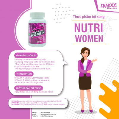 Viên uống bổ sung Vitamin khoáng chất NUTRIWOMEN Damode dành cho nữ lọ 100 viên
