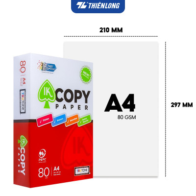 Combo 5 Ream giấy A4 80 gsm IK Copy (500 tờ) - Hàng nhập khẩu Indonesia Hàng nguyên thùng chất lượng cao