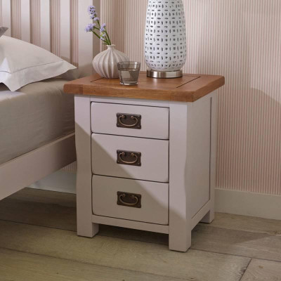 Tủ Đầu Giường 3 Ngăn Kéo Kemble Gỗ Sồi Ibie BSK3KEMO - Trắng (50 x 40 cm)