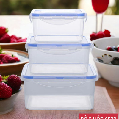 Bộ Hộp Đựng Thực Phẩm Có Nắp Đậy Gài Khóa Gioong Silicon Kín Chắc Chắn - Sét 3 Hộp Đựng Thực Phẩm Cao Cấp Để Tủ Lạnh Bảo Quản Thức Ăn 