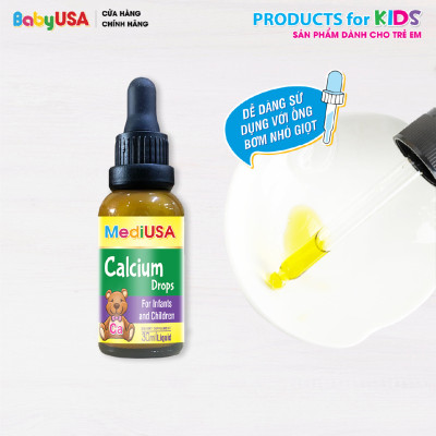 MediUSA Calcium Drops - Thực Phẩm Chức Năng bổ sung Calcium giúp Xương, răng chắc khỏe, giảm nguy cơ còi xương ở trẻ - Hàng chính hãng