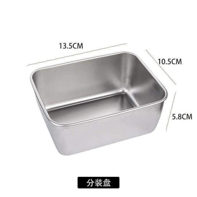Hộp Đựng Thực Phẩm Tủ Lạnh, Đồ Ăn Bằng Inox Có Nắp Nhựa Kèm Theo Tiện Lợi (135x105x58 mm) Và Loại To ( 250x200x60 mm)