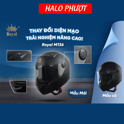 Mũ Bảo Hiểm Fullface Royal M136 - Đen Nhám
