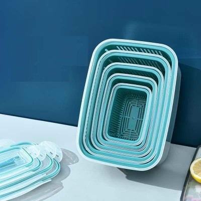 BỘ 5 HỘP ĐỰNG ĐỒ, THỰC PHẨM TỦ LẠNH 2 NGĂN CÓ NẮP ĐẬY CAO CẤP