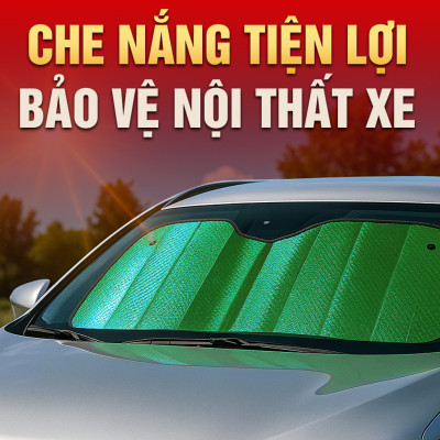 Tấm Che Nắng Ô Tô Xốp Cách Nhiệt Loại Ngắn Gấp Gọn Màu Lá Phủ Bạc Cho Kính Lái Và Kính Sau CIND CD-F002 (60x130cm) - Nhập Khẩu Chính Hãng