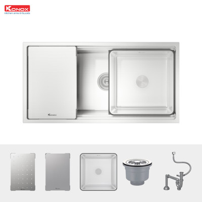 Chậu rửa bát chống xước KONOX Workstation – Undermount Sink KN8644SU Dekor - Bảo hành chính hãng 10 năm