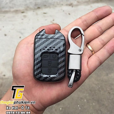 Ốp chìa khóa carbon bọc, bảo vệ chìa khóa xe Honda Civic 2016-2020, Honda City 2021 kèm móc đeo INOX