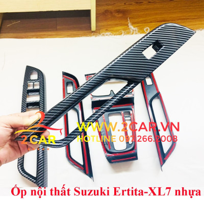 Ốp nội thất xe Suzuki Ertiga, XL7, XL-7 2020, 2021, 2022, 2023 loại nhựa Vân carbon cao cấp