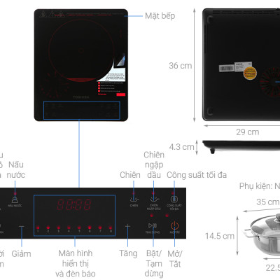 Bếp từ Toshiba IC-20S1PV, Công suất 2000W, tặng kèm nồi lẩu - Hàng chính hãng