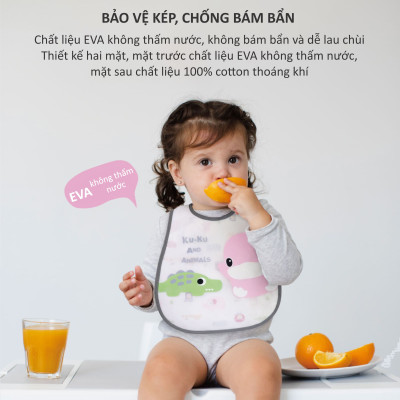 YẾM ĂN EM BÉ KHÔNG THẤM NƯỚC HÌNH THÚ VUI NHỘN CÓ KHAY HỨNG - KU2253