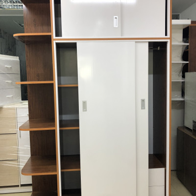 Tủ áo lùa Juno Sofa (trắng phối nâu gỗ)