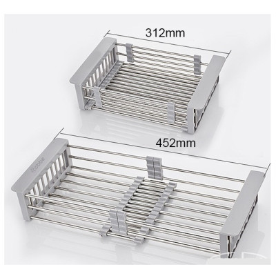 Chậu rửa chén bát inox sus304 Valenza 10048 có hộc cài dao thớt, bộ xiphong ống xả chống hôi, kèm rá rau củ inox đa năng