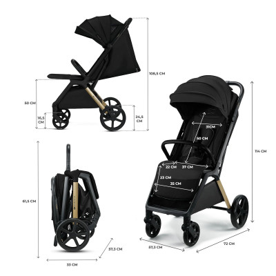 Xe đẩy gấp gọn cho bé từ sơ sinh Kinderkraft LOOM - Màu đen
